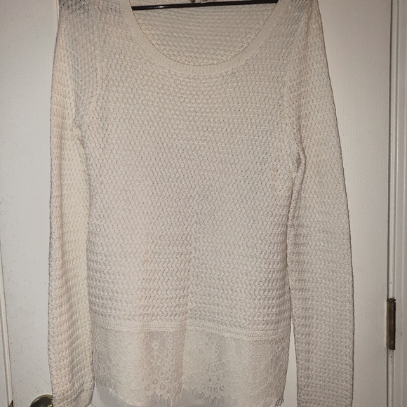 Lucky Brand M Sweater w/ Lace Trim - Picture 2 of 7